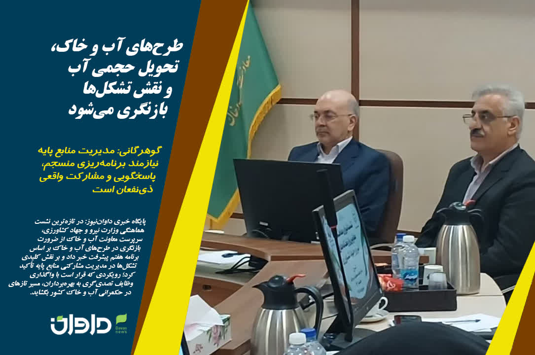 طرح‌های آب و خاک، تحویل حجمی آب و نقش تشکل‌ها بازنگری می‌شود 
